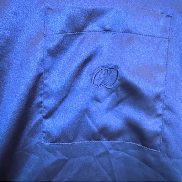 Vintage!! Christian Dior Women's Blue Nightgown L Silky Embroidered Button Front - Picture 7 of 10